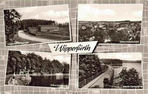 AK / Ansichtskarte Wipperfuerth Oberbergischer-Kreis NRW Jugendherberge Gesamtansicht Schwimmbad Neye-Talsperre Stausee Wald