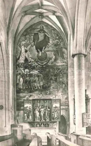 AK / Ansichtskarte Bad Wimpfen Neckar Fresko Wandgemaelde Juengstes-Gericht Kircheninnenraum Gotik Altar Christus Heilandsfigur