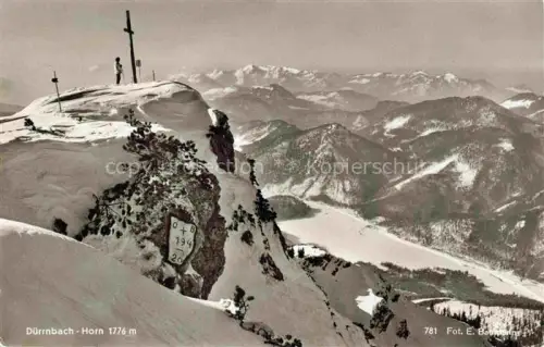 AK / Ansichtskarte Duerrnbach-Horn Duerrnbachhorn 1776m Chiemgauer Alpen Bayern Gipfelkreuz Weitsee Bergpanorama Schnee Gipfel Alpen Westgipfel