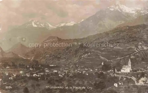 AK / Ansichtskarte St Leonard SIERRE VS Haut-de-Cry Dorf Kirche Weinberge Rhonetal Berge Alpen