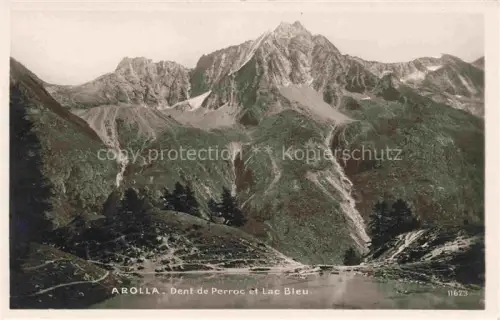 AK / Ansichtskarte Arolla Herens VS Dent-de-Perroc Lac-Bleu Bergsee Gebirge Hochalpin Alpen