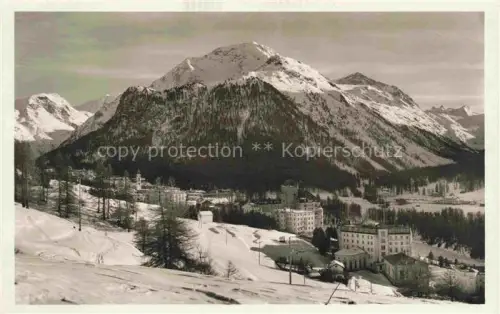 AK / Ansichtskarte Pontresina Maloja GR Piz-Chalchagn Winter Schnee Talblick Dorf Hotels Berge Nadelbaum