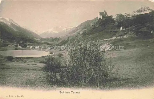 AK / Ansichtskarte Tarasp Schuls Scuol GR Schloss-Tarasp Burg See Tal Berge Wiesen Unterengadin