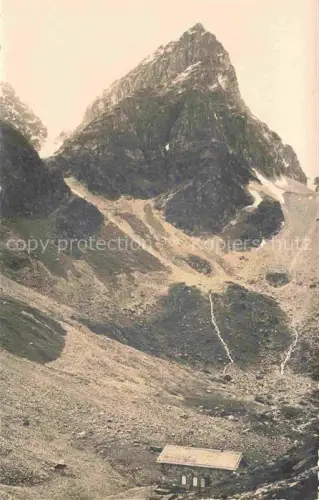 AK / Ansichtskarte Schuls Scuol GR Berggipfel Felslandschaft Schutzhuette Geroellfeld Wasserfall Alpen