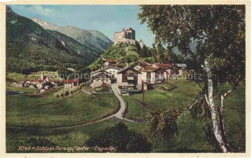 AK / Ansichtskarte Tarasp Schuls Scuol GR Schloss-Tarasp Unter-Engadin Dorf Wiesen Berge Birke