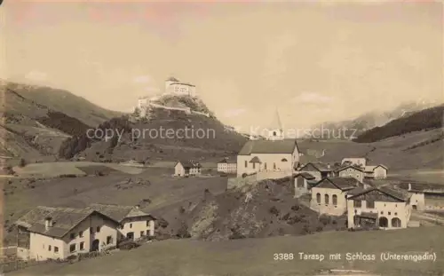 AK / Ansichtskarte Tarasp Schuls Scuol GR Schloss-Tarasp Unterengadin Dorf Kirche Wiesen Berglandschaft