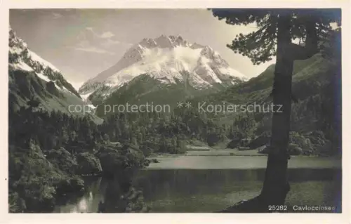 AK / Ansichtskarte Cavlocciosee Casaccia Maloja GR See Gebirge Schneeberge Wald Tanne Felsen Bergsee Alpenpanorama