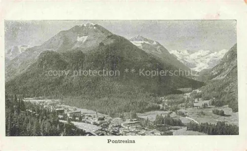 AK / Ansichtskarte Pontresina Maloja GR Sommerpanorama Alpen Tal Ortschaft Wald Berge Gletscher