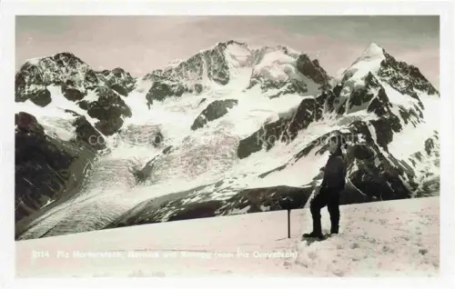 AK / Ansichtskarte Piz Morteratsch 3751m Bernina GR Piz-Morteratsch Bernina Rosegg Piz-Corvatsch Gletscher Bergsteiger Schnee Bergmassiv