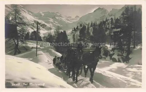 AK / Ansichtskarte Morteratsch GR Pferdeschlitten Schnee Winter Berge Gletscher Laerchen Winterlandschaft