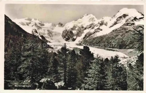 AK / Ansichtskarte Bernina 2323m Pontresina GR Berninagruppe Gletscher Berge Morteratschgletscher Nadelbaeume Schnee