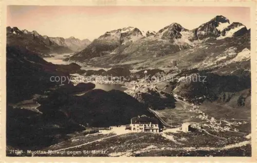 AK / Ansichtskarte Muottas Muragl Muottas Murail 2453m GR Berghotel St-Moritz Bergsee Tal Alpen Gebirge Oberengadin