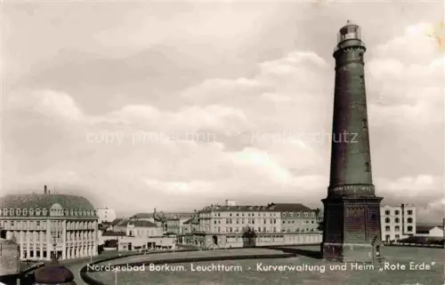 AK / Ansichtskarte BORKUM Nordseebad Niedersachsen Leuchtturm Kurverwaltung Heim-Rote-Erde Nordseebad Stadtansicht