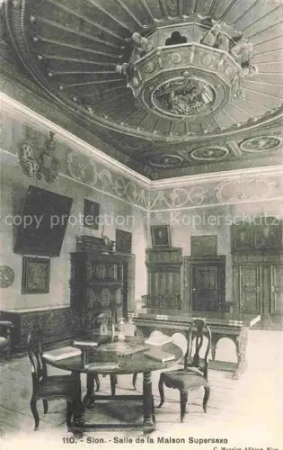 AK / Ansichtskarte SION  Sitten Seduno VS Maison-Supersaxo Innenraum Kuppeldecke Gemaelde Moebel Prunkraum Renaissance