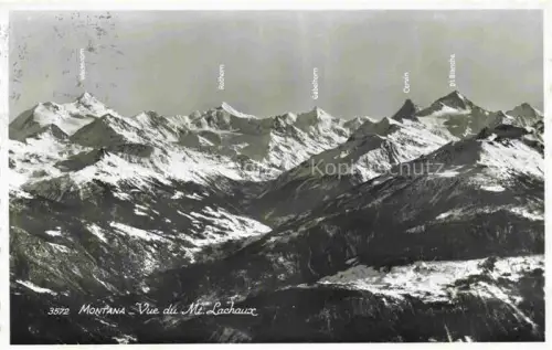 AK / Ansichtskarte Montana Crans-Montana VS Vue-du-Mt-Lachaux Weisshorn Rothorn Gabelhorn Dent-Blanche Alpen Bergpanorama Schnee