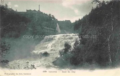 AK / Ansichtskarte Vallorbe Orbe VD Saut-du-Day Wasserfall Orbe Fabrik Wald Schlucht Felsen