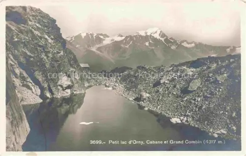 AK / Ansichtskarte Grand Combin de Grafeneire 4314 Chanrion VS Petit-lac-d Orny Cabane-d Orny Grand-Combin Bergsee Berghuette Gletscher Felsen Alpen