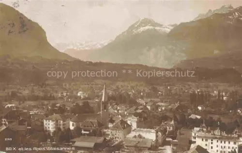 AK / Ansichtskarte Bex-les-Bains AIGLE VD Alpes-Valaisannes Stadtpanorama Kirche Daecher Rhonetal Berge Gletscher
