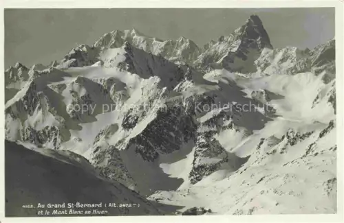 AK / Ansichtskarte Grand-St-Bernard 2469m Martigny VS Grand-St-Bernard Mont-Blanc Schnee Berge Gletscher Winterlandschaft Hochgebirge