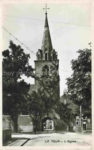 AK / Ansichtskarte La Tour Morcles VD Eglise Kirchturm Kirche Baeume Dorfstrasse