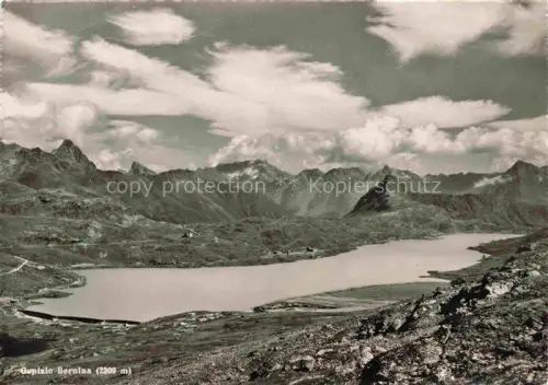 AK / Ansichtskarte Ospizio Bernina GR Lago-Bianco Bernina-Pass Bergsee Berge Wolken Hochalpin Hotel-Belvédère Alp-Gruem