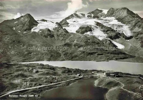 AK / Ansichtskarte Ospizio Bernina GR Lago-Bianco Bernina-Pass Gletscher Bergsee Hochalpin Hotel-Belvédère Alp-Gruem