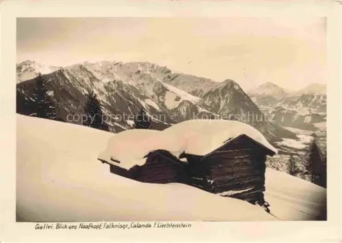 AK / Ansichtskarte Gaflei Liechtenstein Gaflei Naafkopf Falknis Calanda Alphotel Winterlandschaft Almhuette Schnee Berge