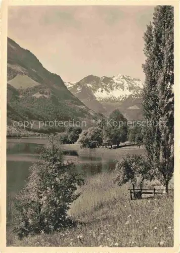 AK / Ansichtskarte Sarnen Obwalden OW Sarnersee Schwarzhorngruppe See Berge Pappel Sommer Wiese Zaun