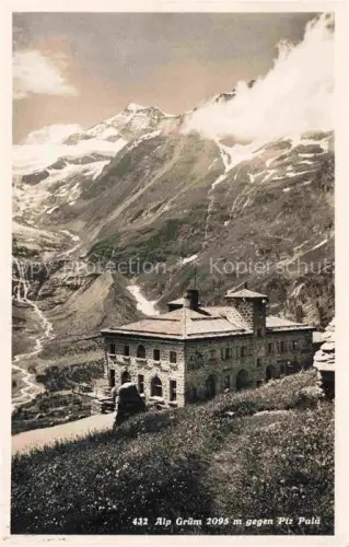 AK / Ansichtskarte Alp Gruem Bernina GR Alp-Gruem Mitropa-Buffet Bahnhofgebaeude Piz-Palue Berglandschaft Gletscher Tal