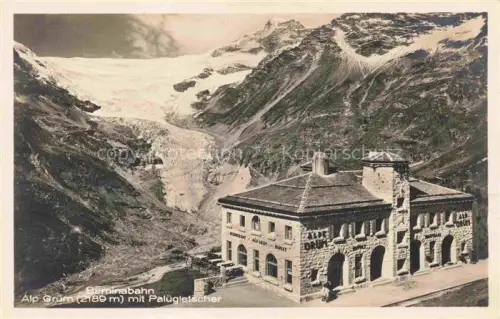 AK / Ansichtskarte Alp Gruem Bernina GR Bahnhof-Buffet Palue-Gletscher Bergstation Gletscher Berge Berglandschaft