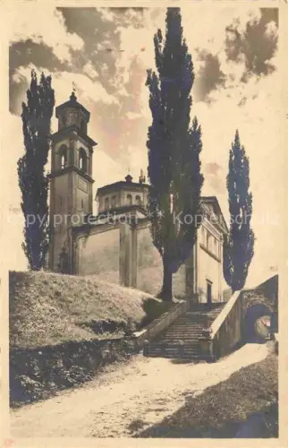 AK / Ansichtskarte Poschiavo GR Chiesa-di-Santa-Maria Kirchturm Zypressen Freitreppe Kapelle Weg Wolken