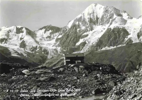 AK / Ansichtskarte Schaubachhuette 2573m Solda Sulden Ortler IT Rif-Serristori Gran-Zebru Duesseldorferhuette Gletscher Berge Schnee Alpen Steinfeld