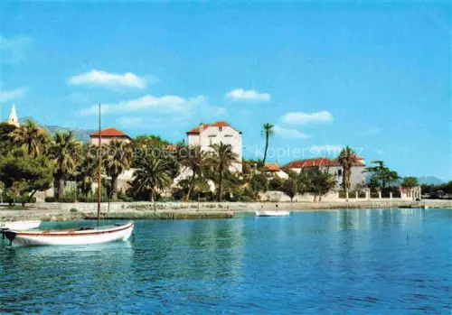 AK / Ansichtskarte Orebic Croatia Kueste Boote Palmen Haeuser Kirche Meer Berge