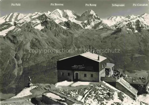 AK / Ansichtskarte Piz Nair 3057m Sankt Moritz GR Luftseilbahn Corviglia Piz-Nair Berninagruppe Piz-Palue Piz-Bernina Piz-Roseg Sellagruppe Piz-Corvatsch Bergstation