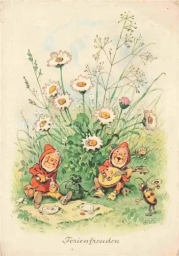 AK / Ansichtskarte Zwerge Dwarfs Nains-- Frienfreuden Picknick Litho