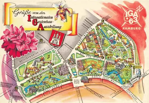 AK / Ansichtskarte IGA Gartenbauaustellung International Hamburg Lageplan Planten Blumen Botanischer Garten 