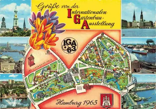 AK / Ansichtskarte IGA Gartenbauaustellung International Hamburg Michaelkirche Hafen Wasserorgel Planten Blomen 