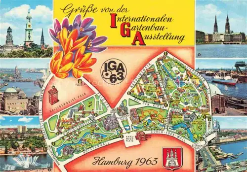 AK / Ansichtskarte IGA Gartenbauaustellung International Hamburg Michaelkirche Hafen Wasserorgel Planten Blomen 