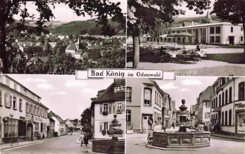 AK / Ansichtskarte Bad Koenig Odenwald Hessen Odenwald Stadtansicht Kurhaus Brunnen Marktplatz Hauptstrasse Cafe Geschaefte