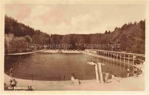 AK / Ansichtskarte Bad Rastenberg Freibad Schwimmbad Badegaeste Steg Sprungturm Wald Ufer Liegewiese
