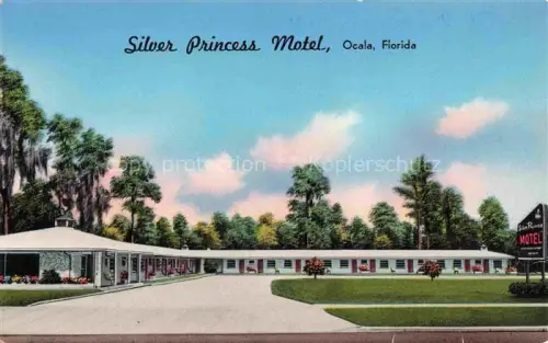 AK / Ansichtskarte Ocala Florida USA Silver-Princess-Motel Motel Parkplatz Baeume Palmen Eingeschossig