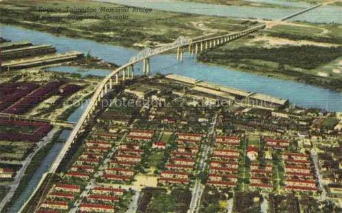 AK / Ansichtskarte Savannah Tybee Island Georgia USA Eugene-Talmadge-Memorial-Bridge Savannah-River Bruecke Wohnviertel Hafen Luftbild