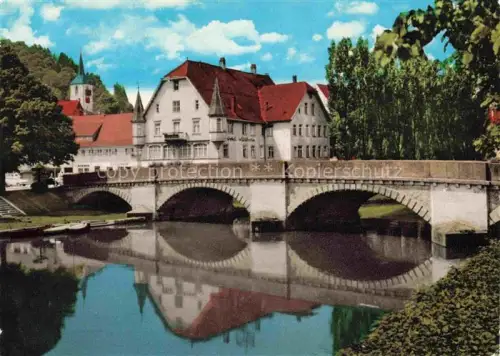 AK / Ansichtskarte Sulz Neckar Neckarbruecke Fluss Hotel Kirchturm Baeume Spiegelung