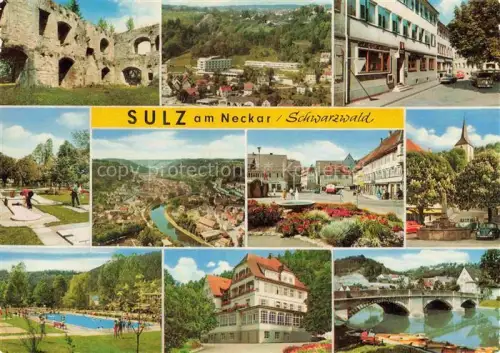 AK / Ansichtskarte Sulz Neckar Mehrbildkarte Ruinen Marktplatz Neckar Panorama Schwimmbad Bruecke Kirche Strassenszene