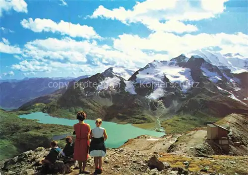 AK / Ansichtskarte Pontresina Maloja GR Piz-Lagalb Bernina-Seen Bergsee Gletscher Berge Familie Aussicht