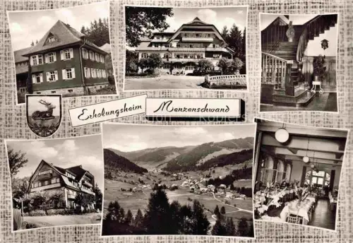 AK / Ansichtskarte Menzenschwand Sankt Blasien BW Erholungsheim Hotel Panorama Schwarzwald Talblick Speisesaal Treppe Hirsch-Wappen