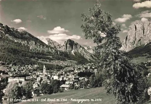 AK / Ansichtskarte Cortina d Ampezzo Veneto IT Dolomiten Col-Rosà Pomagagnon Kirche Ortschaft Bergpanorama Baum Wiesen