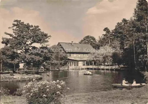 AK / Ansichtskarte Jonsdorf Saechsische Schweiz Gondelfahrt Teich Ruderboot Gasthaus Baeume Park Wald Zittau