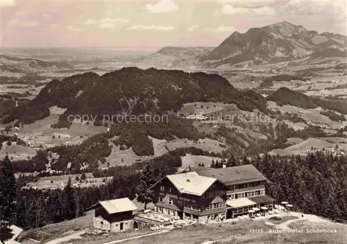 AK / Ansichtskarte OBERSTDORF Bayern Alpenhotel-Schoenblick Hotel Restaurant Berge Alpen Tal Wiesen Allgaeu