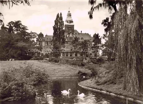AK / Ansichtskarte RECKLINGHAUSEN  NRW Rathaus Turm Teich Schwaene Weidenbaum Ruhrfestspiele Park